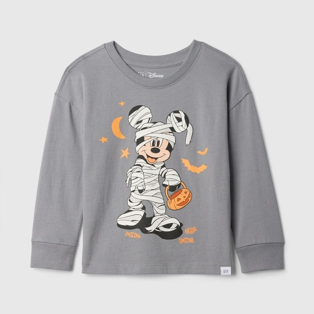 GAP Kids Disney Gray Long Sleeve Shirt with Halloween Mickey Design size 2 years
